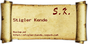 Stigler Kende névjegykártya